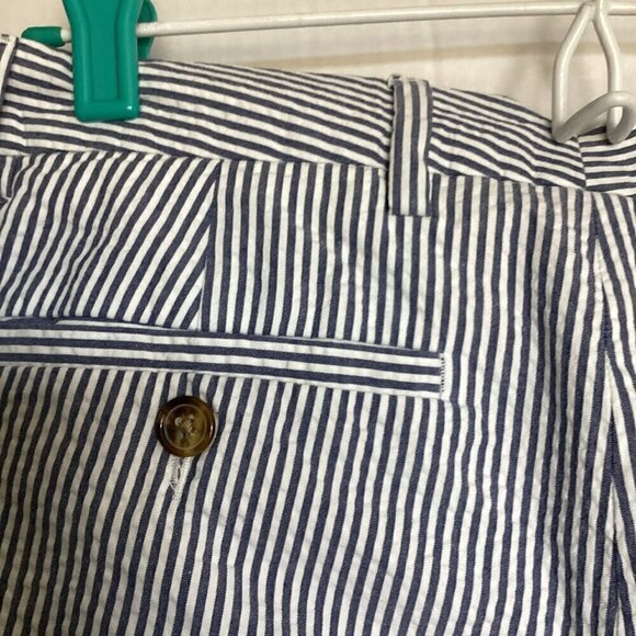 Lands' End Pants Midrise Slim Leg Ankle High Seersucker Women's Sz 6 Blue White - Picture 5 of 7